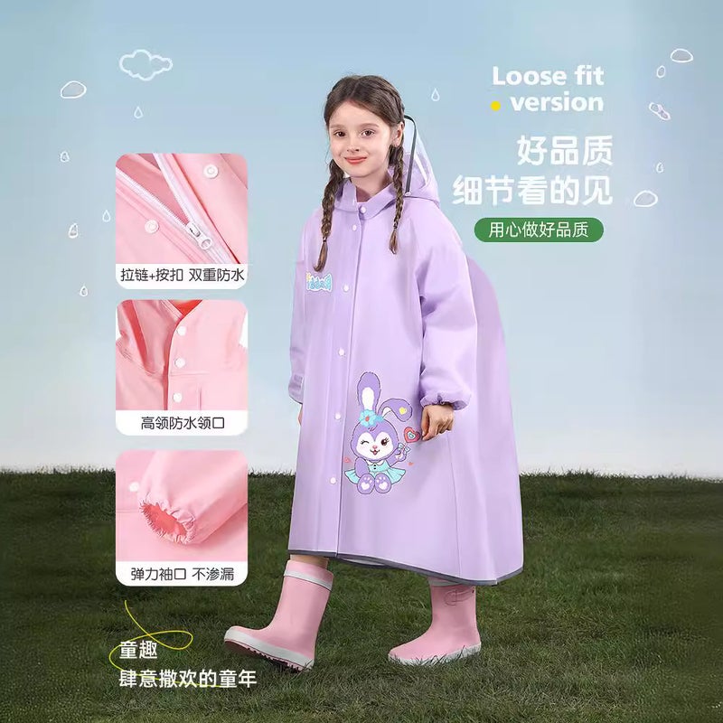 Bei Mei Eva High Neck Protective Pink Fox Purple Rabbit Blue Ott Superman Dinosaur Children'S Raincoat - Image 4